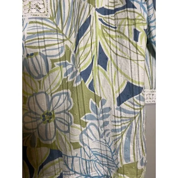 𝅺ALFRED Dunner Women's Top Floral Pattern with Lace Size 14 Petite - Picture 11 of 12